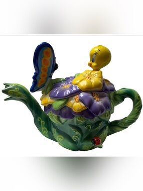 Vintage Warner Bros. Studio Store Ceramic Enchanted Garden Tweety Tea Pot